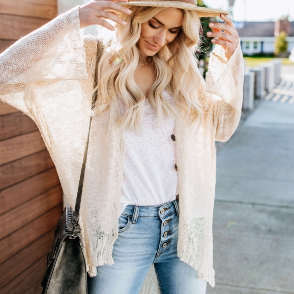 NWT Lightweight Loose Knit Spring Button Cardigan - Picture 3 of 8